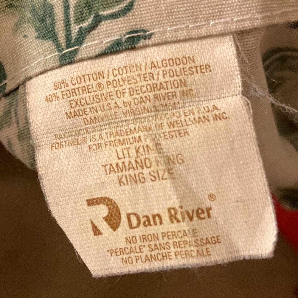 Vintage Dan River Mint Green Floral, No Iron Percale, King Size Pillowcases (2) - Picture 6 of 6